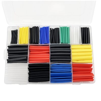 Good price CHFK 530pcs Auto Harness Heat Shrinkable PE Sleeves 2:1 Shrink Ratio 600V Rated Voltage -55C~+125C Colorful Insulated Shrink online