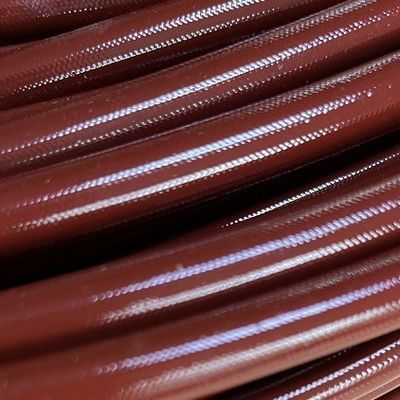 Buen precio 8 mm de fibra de vidrio de silicona manga marrón rojo trenzado recubierto en línea